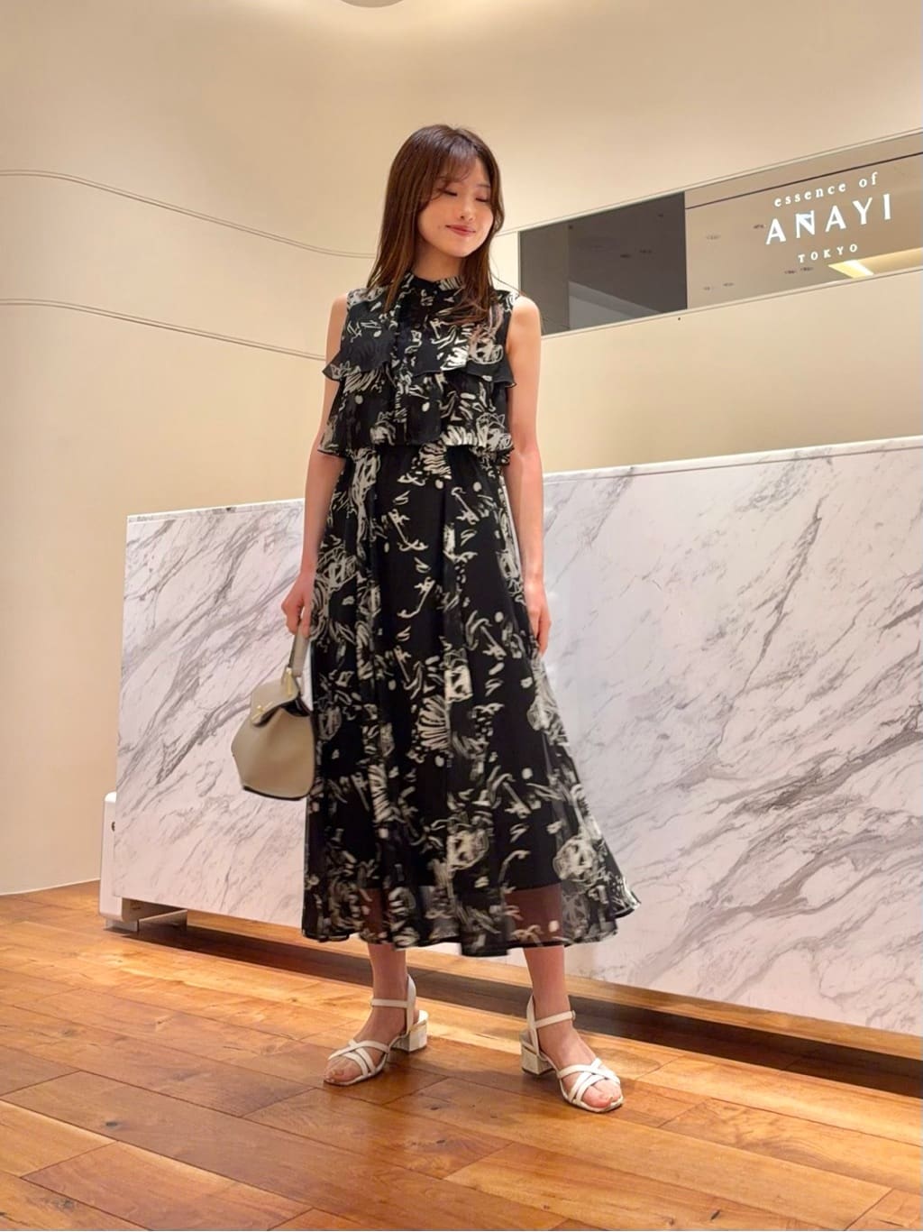 ANAYI | アートマーカーフラワープリントティアードワンピース