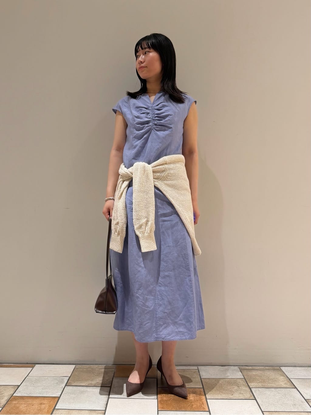 UNITED ARROWS | リネン シャーリング スキッパー ワンピース
