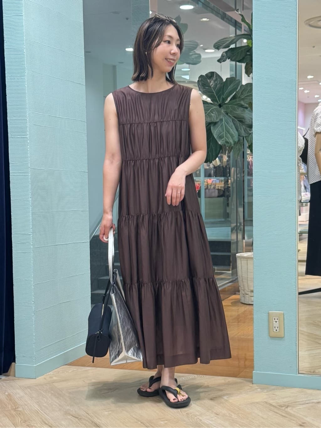 ウォッシャブルシアーローンティアード2WAYワンピース　ブラウン NOLLEY'S | 【一部WEB限定カラー】ウォッシャブルシアーローン