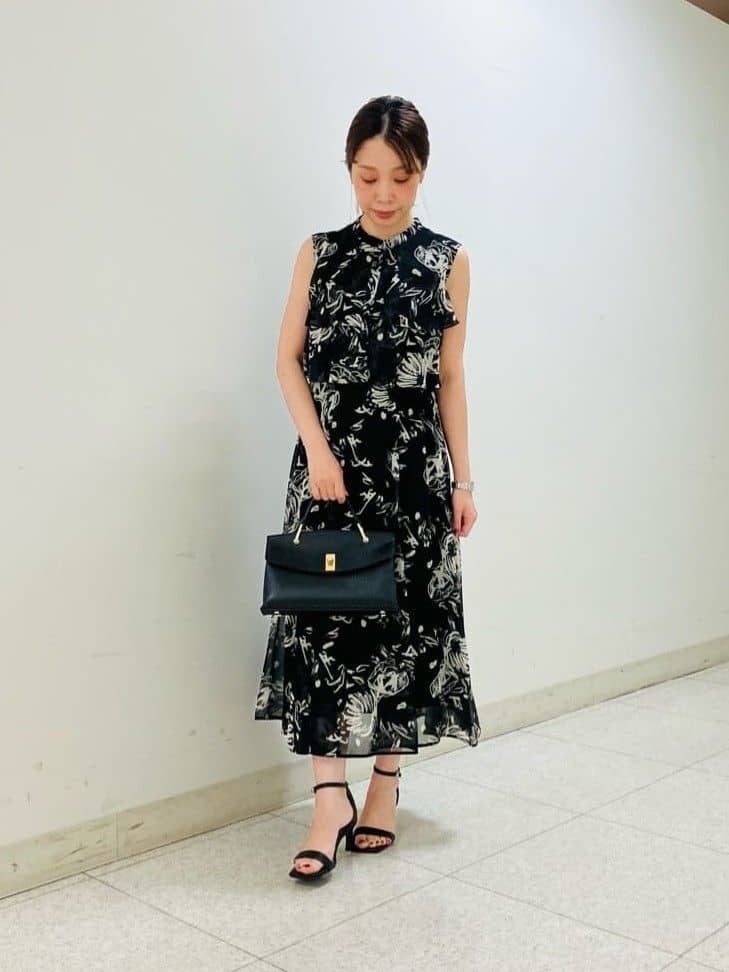 ANAYI | アートマーカーフラワープリントティアードワンピース