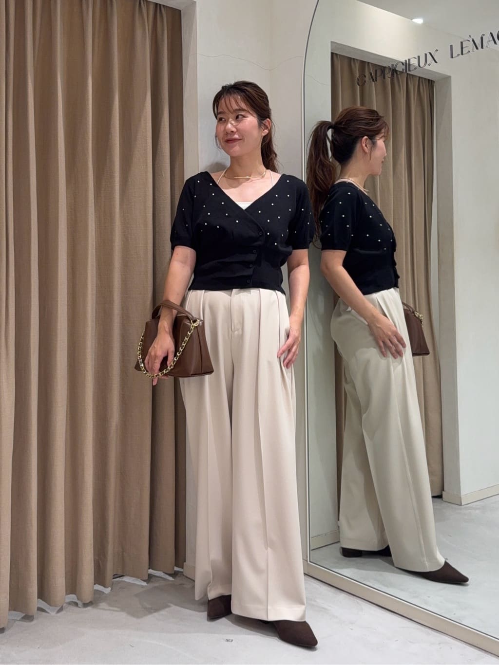 CAPRICIEUX LE'MAGE | ドットフリルボタンニット | Rakuten Fashion