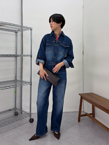 イチアンティークス　デニムジャンプスーツ　オールインワン　ゆったり　綿100% CHIC STYLE | 綿100%デニムジャンプスーツ<大きいサイズ有>シック