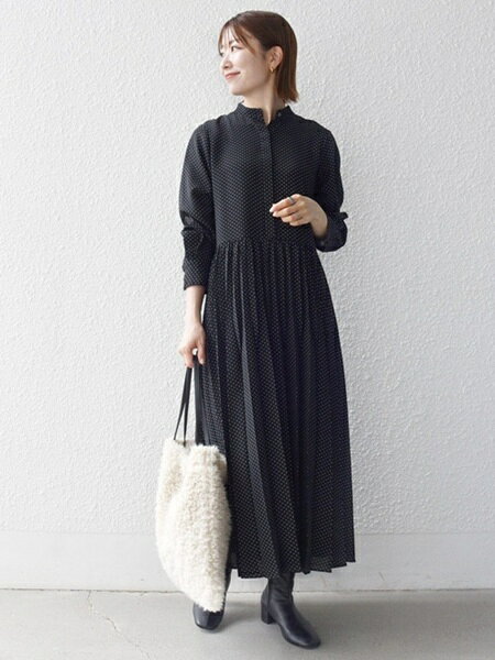 SHIPS | 《一部追加予約》<手洗い可能>ドット バンドカラー プリーツ