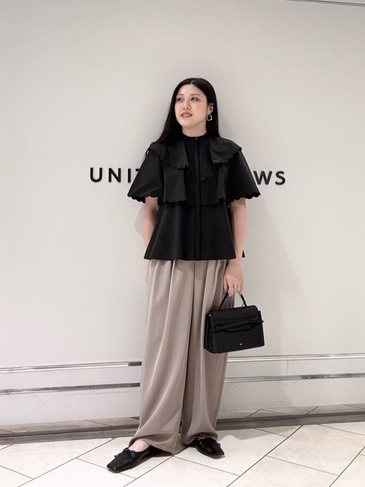 UNITED ARROWS | スカラップ フリル ブラウス -はっ水 UVカット 防しわ