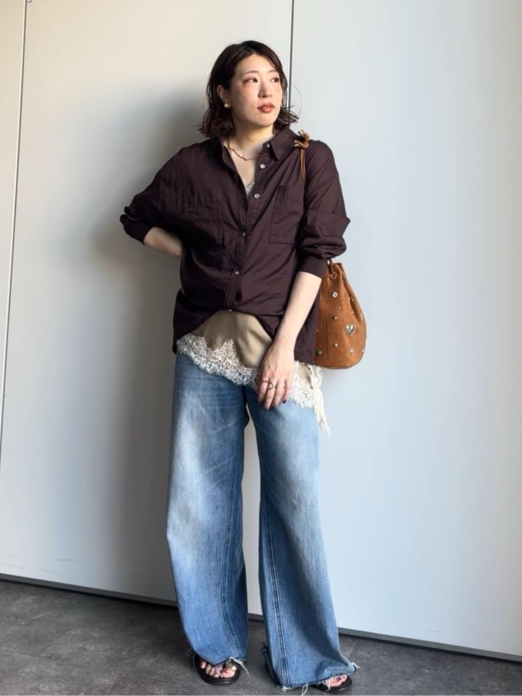 DOUDOU | 袖リブシアーデニムシャツ | Rakuten Fashion(楽天