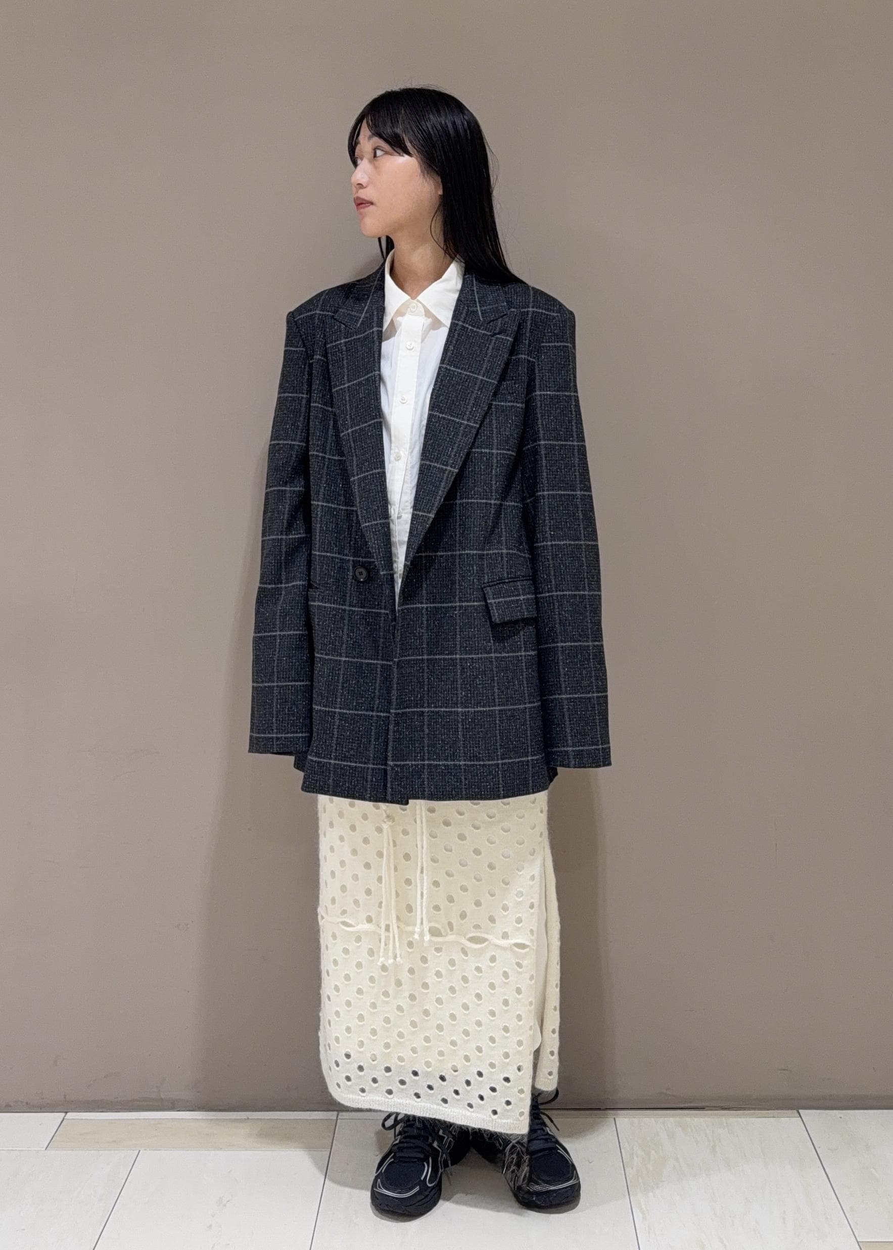 専用　ADAM ET ROPEグレー系チェック ダブルブレストピーコート ADAM ET ROPE' | ダブルブレストチェックジャケット | Rakuten Fashion