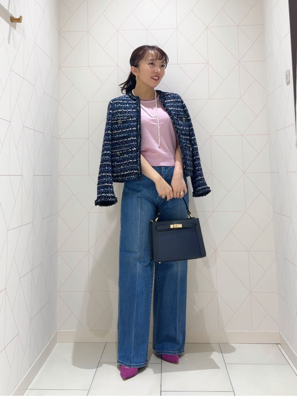 ANAYI | ネイビーシックツイード4ポケット ジャケット<セットアップ