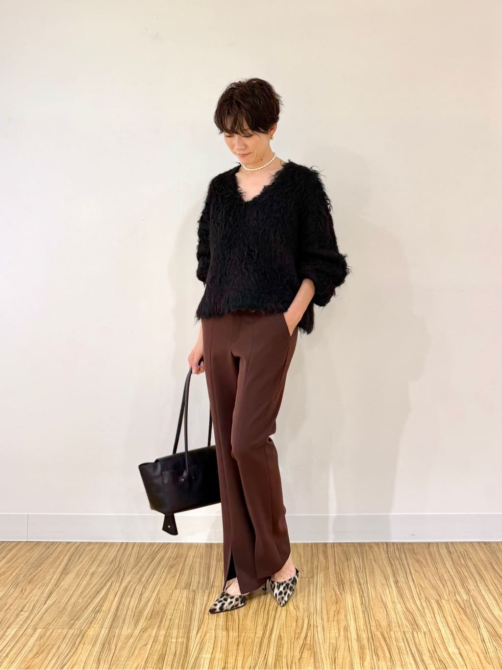 美品！BAILAモデル絵美里さんコラボ ルタロン レオパードポインテッドパンプス Whim Gazette【Hoaw.】レオパードポインテッドパンプス(裏貼り付) Whim