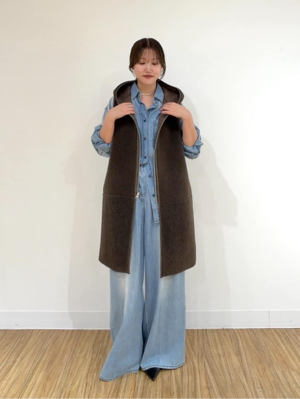 ウィムガゼット THE PAUSE ボアフードロングジレ WEB限定カラーあり＞【THE PAUSE】ボアフードロングジレ | Whim