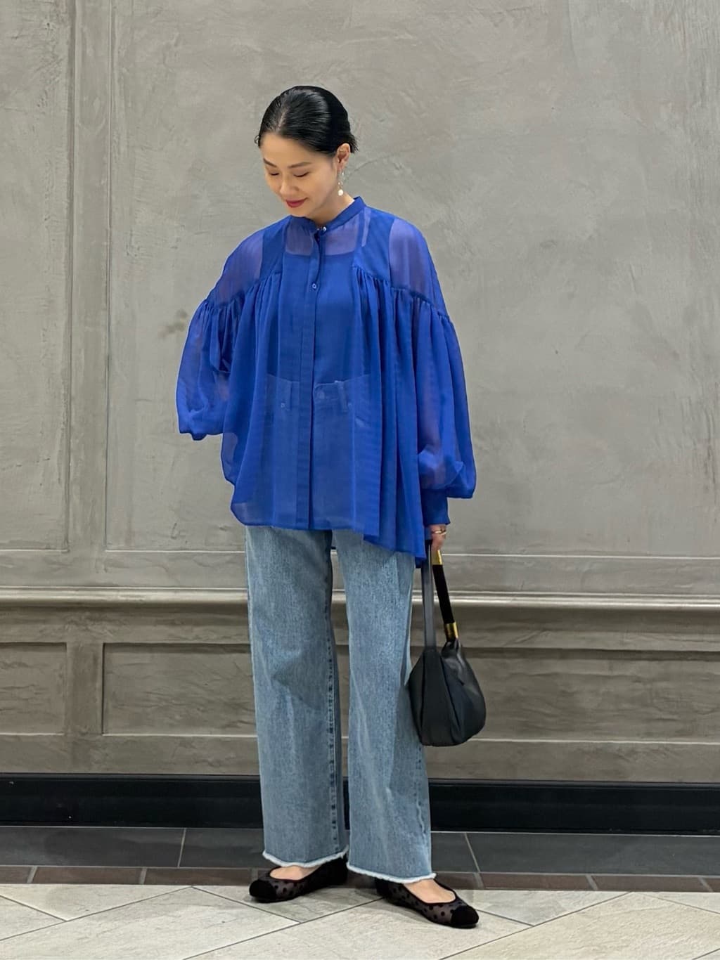 UNITED ARROWS | シアー ギャザー バンドカラー ブラウス | Rakuten