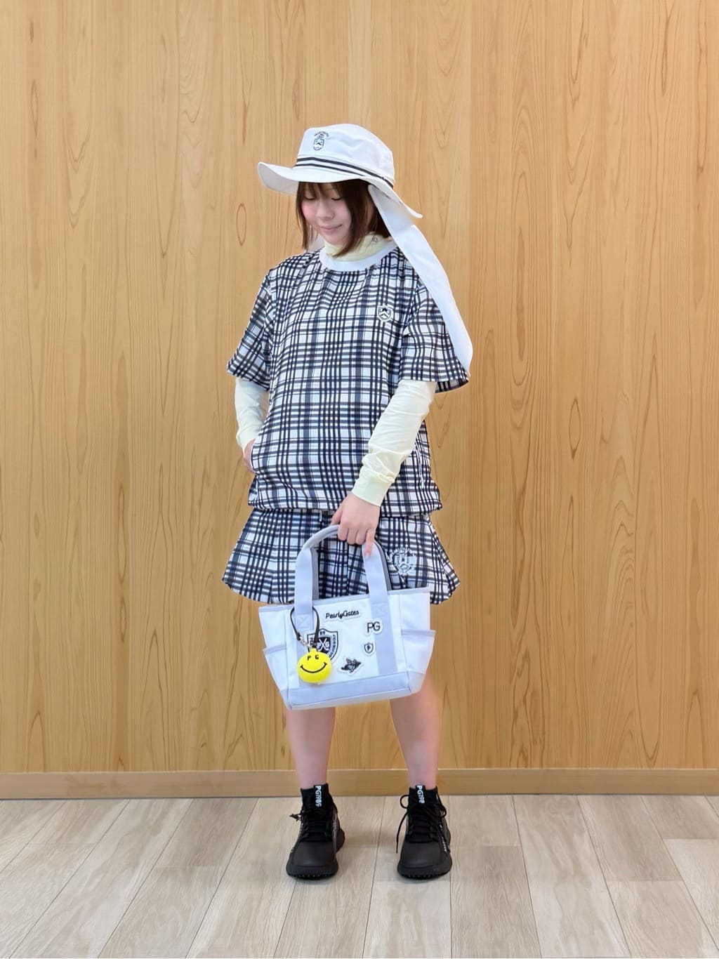 PEARLY GATES | 4WAY高通気Woven半袖スニードTシャツ <チェック柄