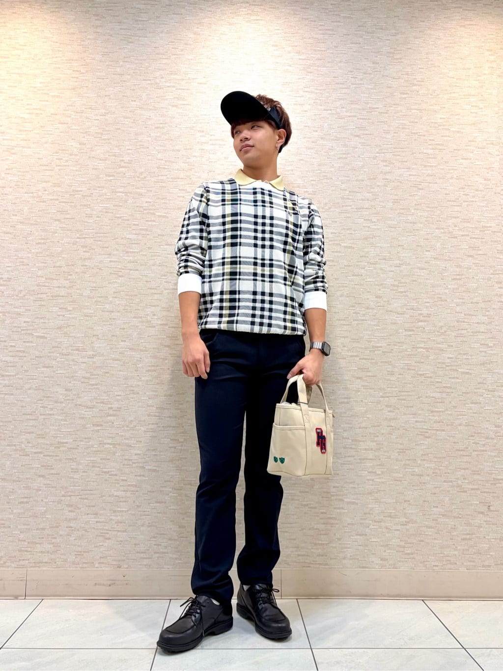 PEARLY GATES | 14Gメッシュクルーネックニットプルオーバー <チェック