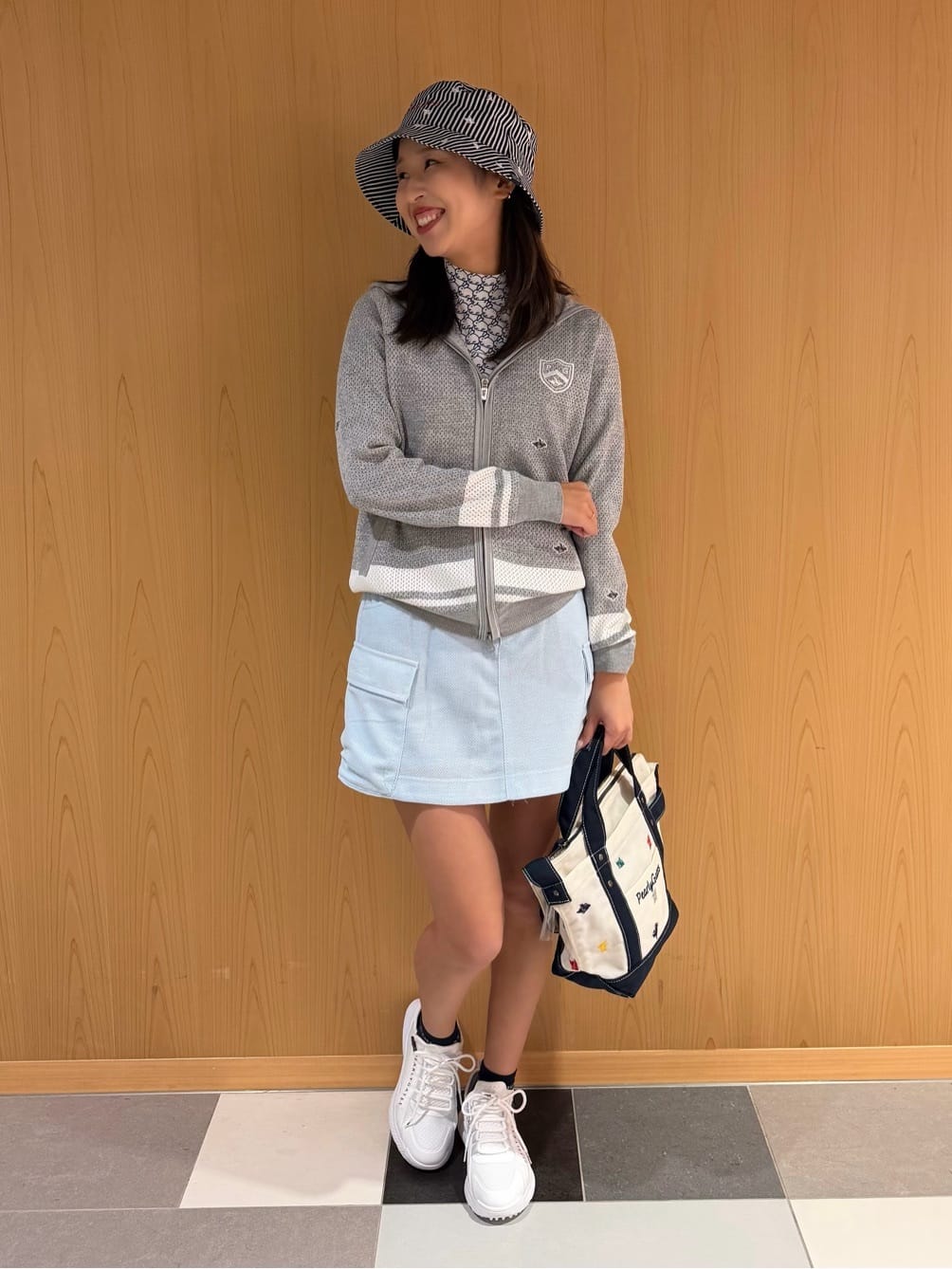 PEARLY GATES | 12Gフルジップニットフーディ <メッシュ柄> (WOMENS