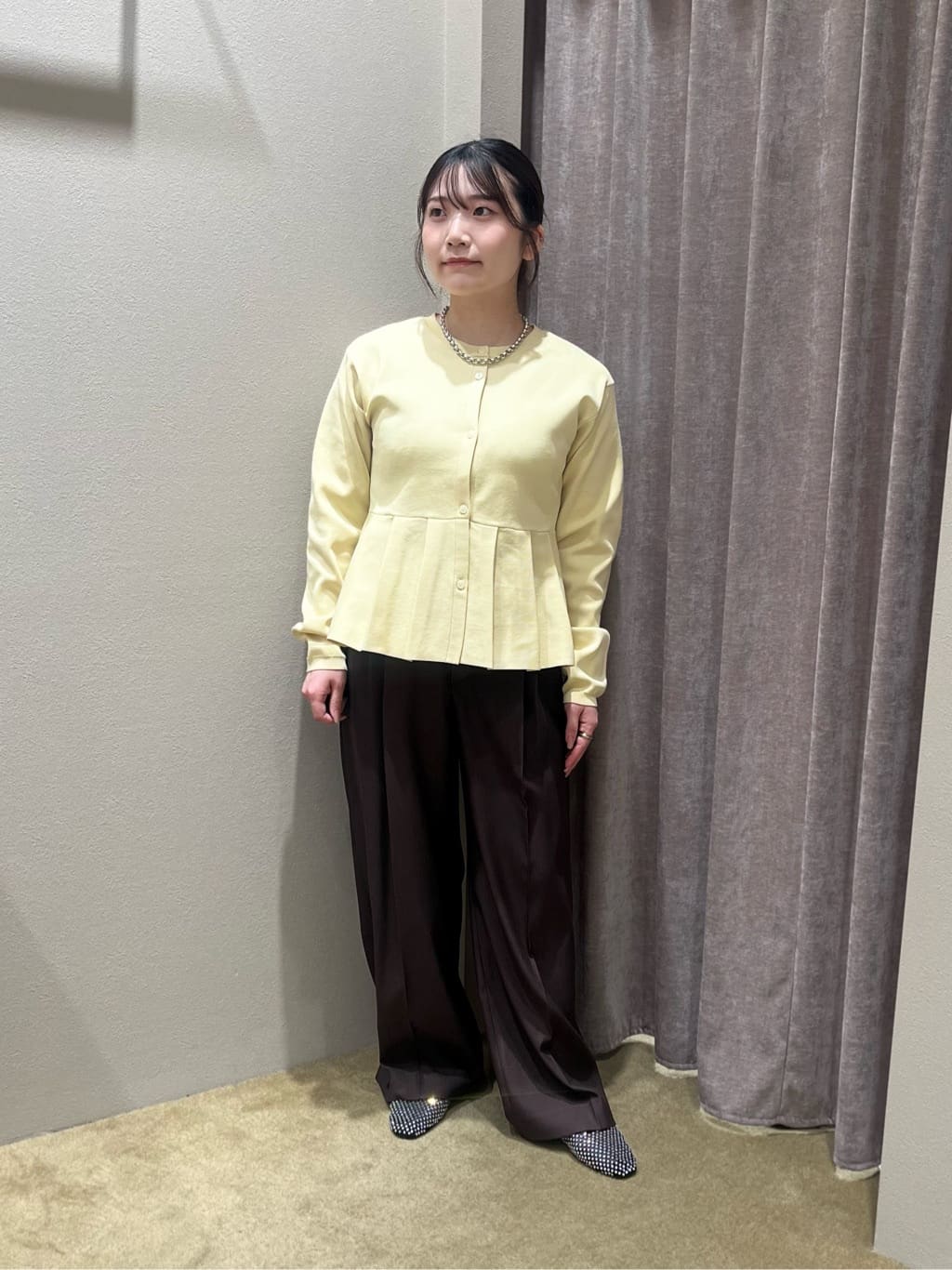 UNITED ARROWS 襟付きペプラムカーディガン ニットウォッシャブル UNITED ARROWS green label relaxing | <GLR_MINE>ペプラム ニット