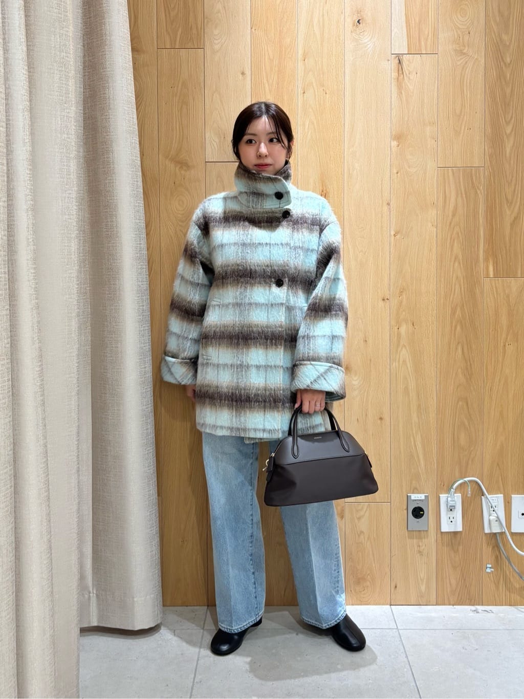 UNITED ARROWS シャギー チェック ショート コート【☆美品】 UNITED ARROWS green label relaxing | <EMMEL REFINES>EM シャギー
