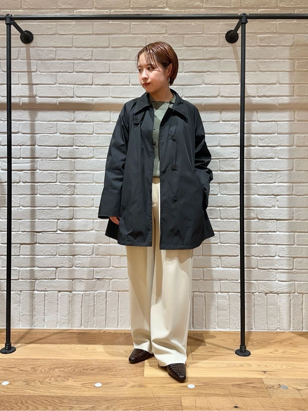 【新品タグ付き】steven alanウールテントショートコートS/Black Steven Alan＞ウール カシミヤ テント ショートコート