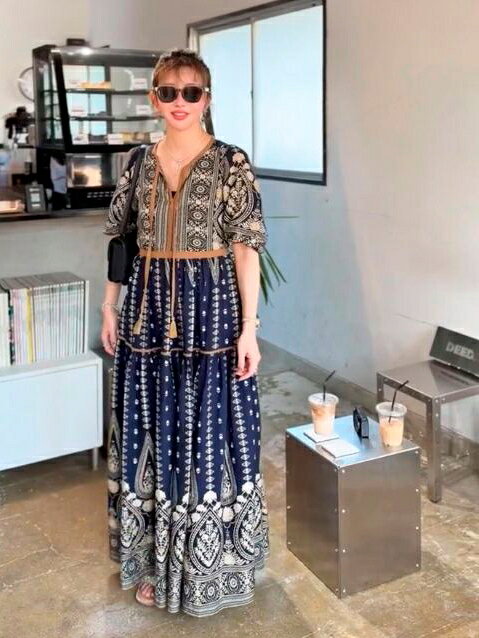 CHIC STYLE | エスニックパネルプリントマキシワンピース<大きいサイズ