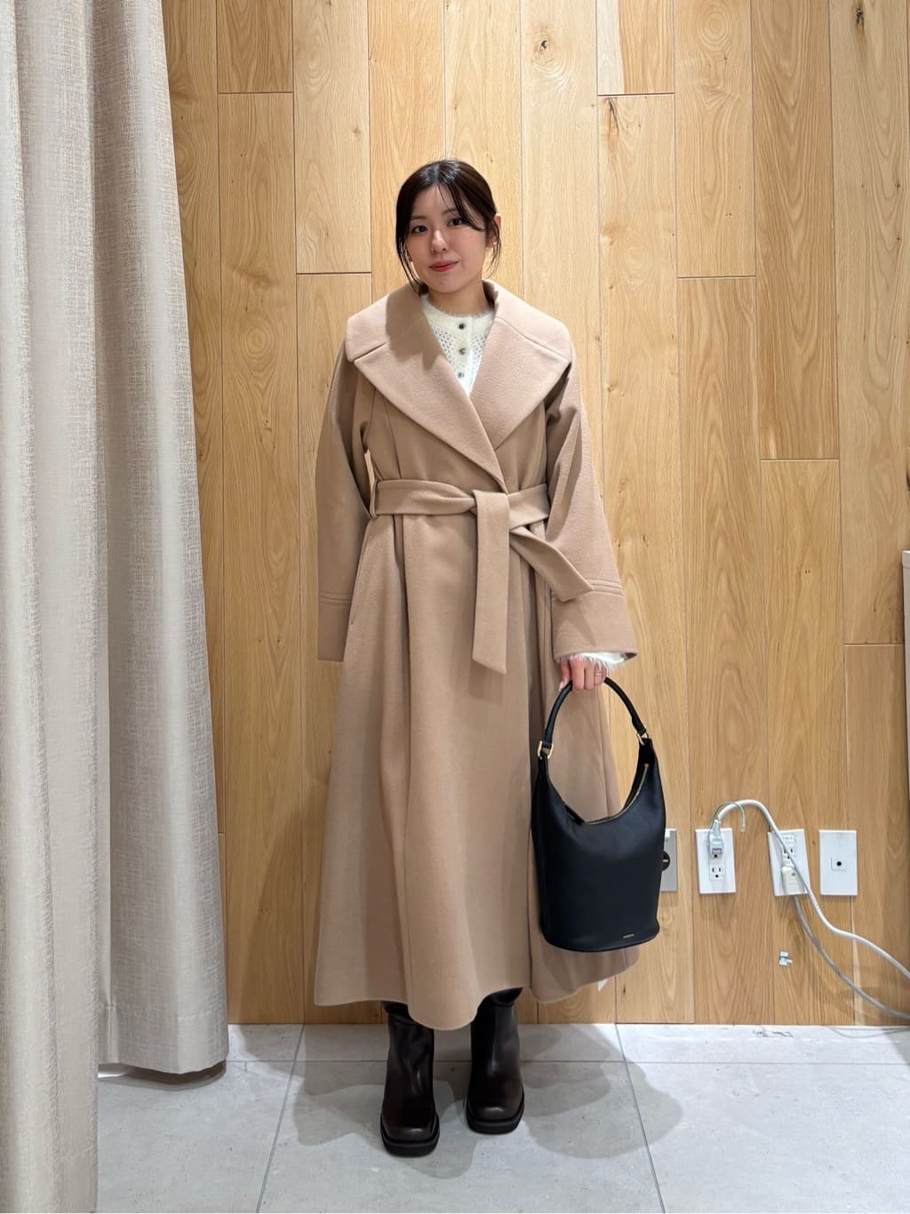 美品✨EMMEL REFINES ベルテッド フレア ロングコート パープルXS EMMEL REFINES（エメルリファインズ）の「＜EMMEL REFINES（エメル