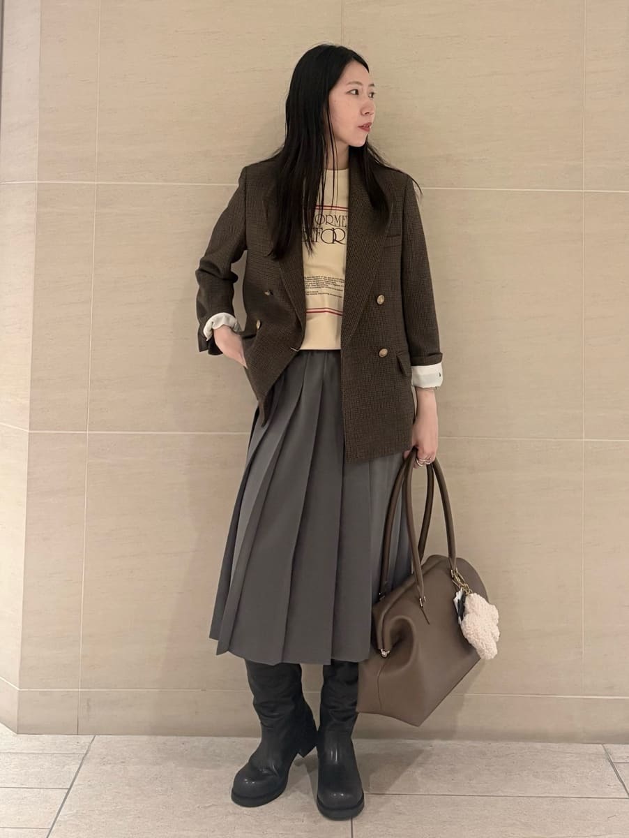 Mila Owen | 金釦ダブルブレストチェックブレザー | Rakuten Fashion