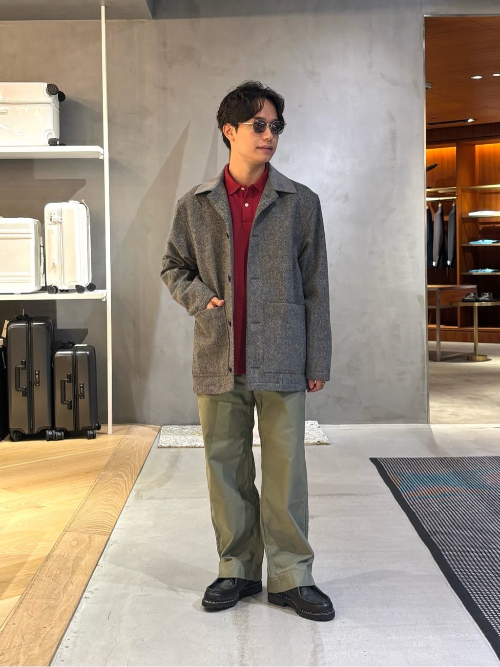 Hollington ウールヘリンボーンカバーオール グレー サイズ50フランス UNITED ARROWS | 【別注】<CARUSO> ヘリンボーン カバーオール