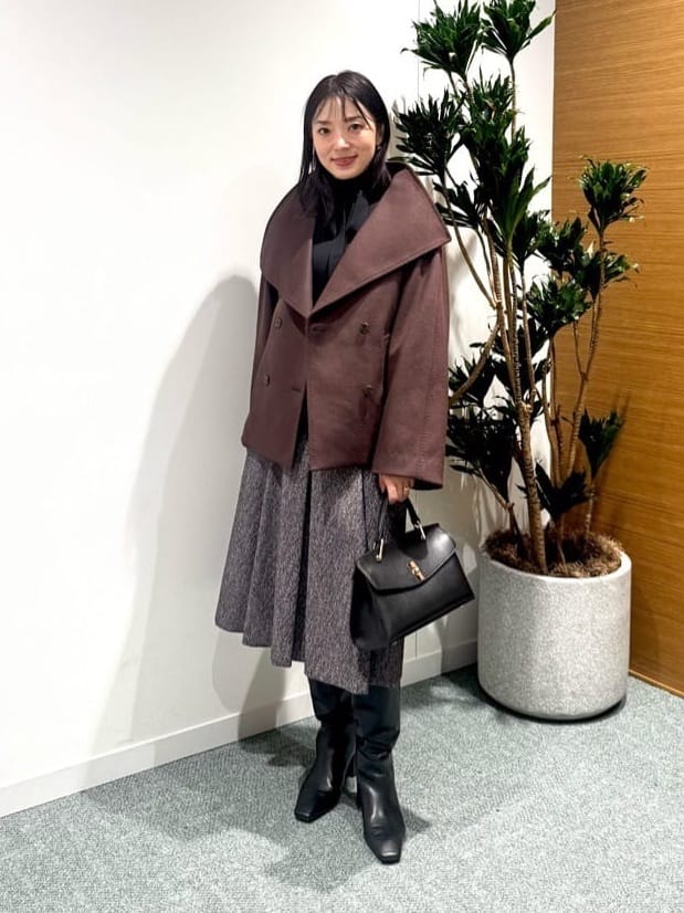 美品✨ベイジ カシミヤ混 ビックカラー ショートコート グレージュ 4 ANAYI | カシミヤ混ビッグカラーショートコート | Rakuten Fashion