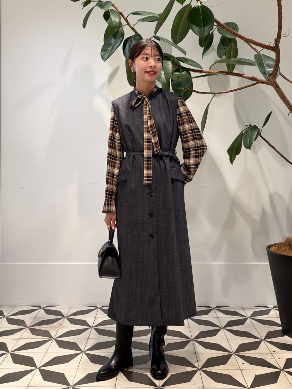 TOMORROWLAND | レーヨンチェック ボウタイブラウス | Rakuten Fashion