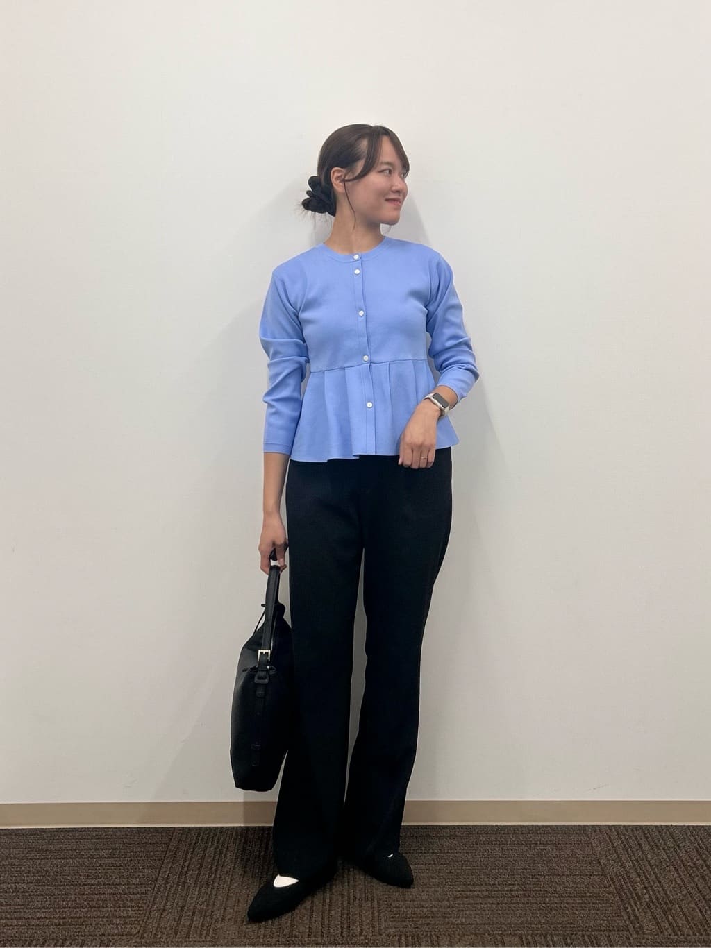 UNITED ARROWS 襟付きペプラムカーディガン ニットウォッシャブル UNITED ARROWS green label relaxing | <GLR_MINE>ペプラム ニット