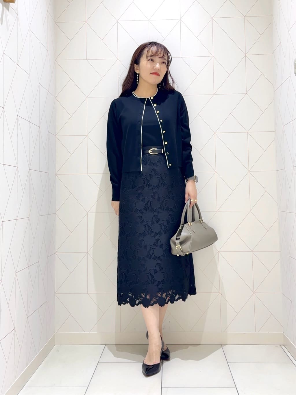 ANAYI | フラワーメッシュ刺繍タイトスカート<セットアップ対応商品