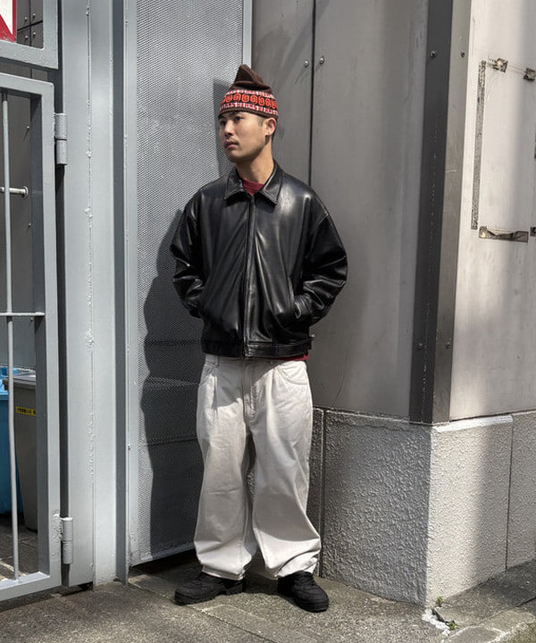 BEAMS MEN | ワイドフィット レザー ジップブルゾン | Rakuten Fashion