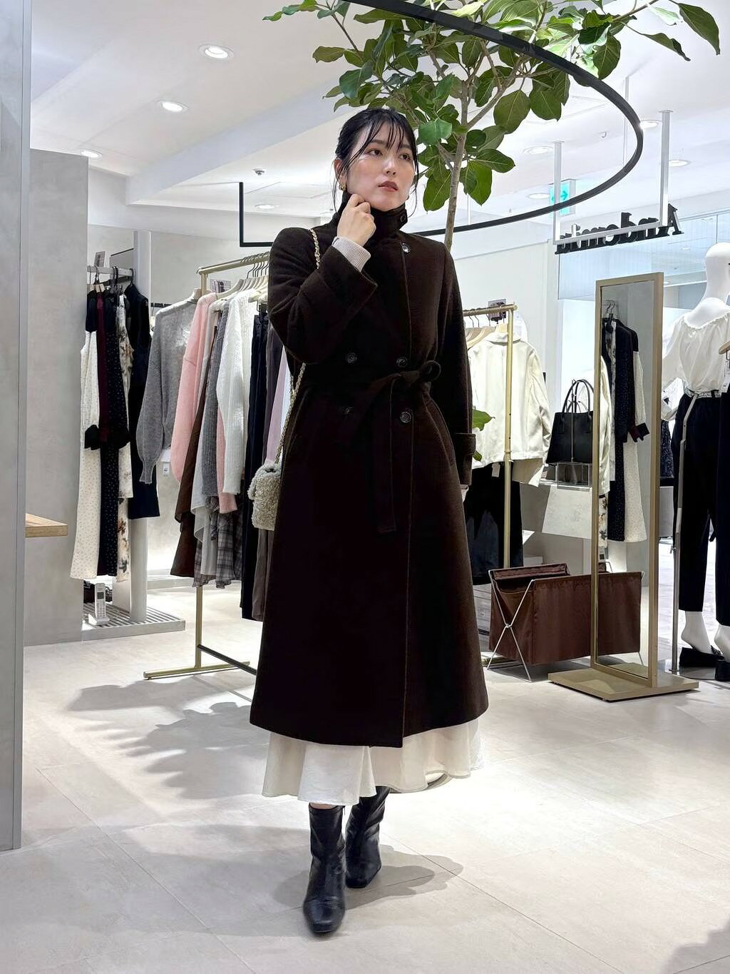 Andemiu | メルトンウールスタンドロングコート | Rakuten Fashion