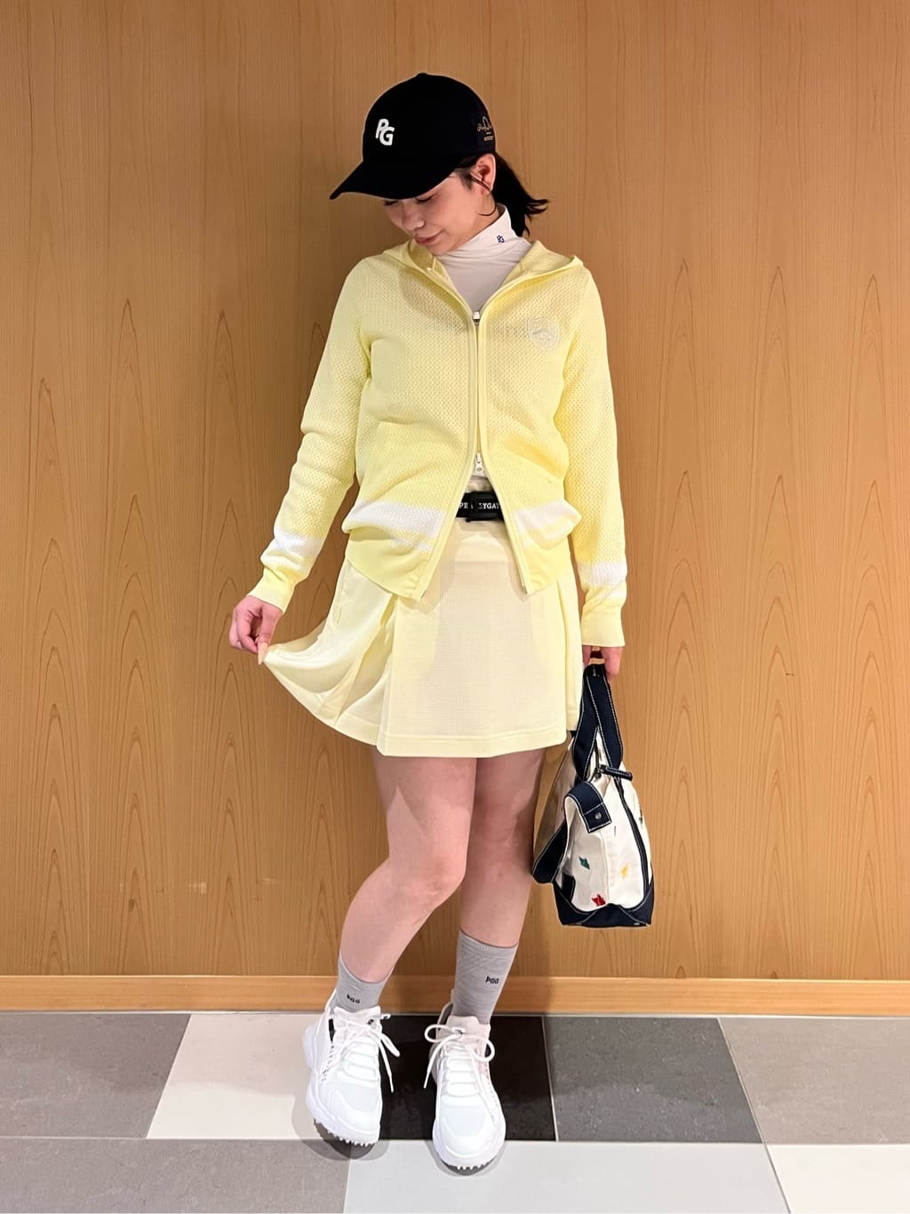 PEARLY GATES パーリーゲイツ パイル編みメッシュ ニットフーディ PEARLY GATES | 12Gフルジップニットフーディ <メッシュ柄> (WOMENS
