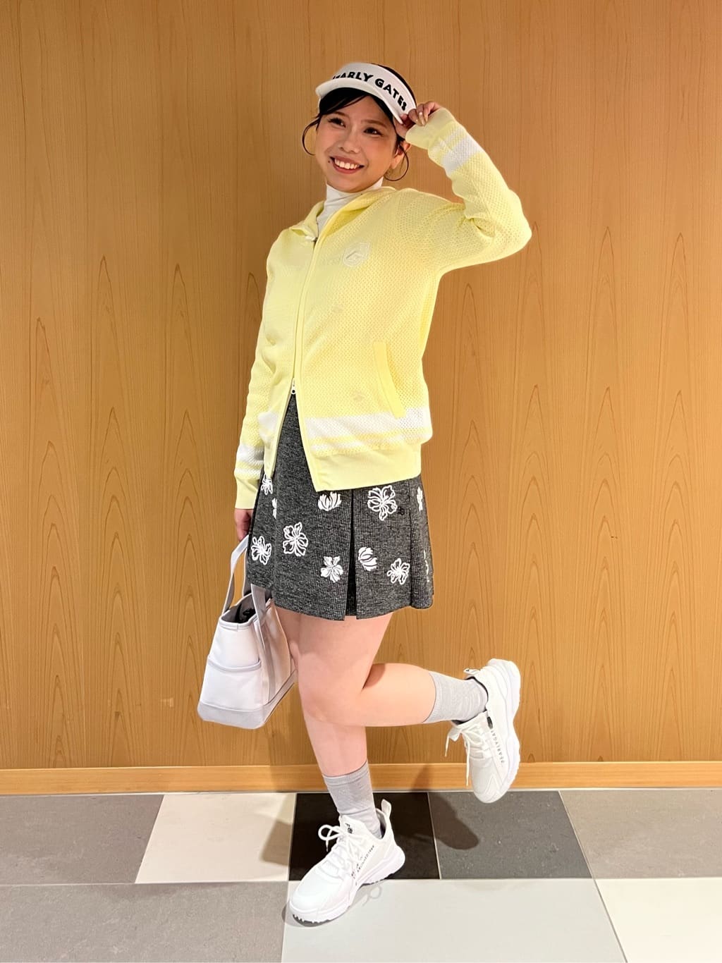 PEARLY GATES | 12Gフルジップニットフーディ <メッシュ柄> (WOMENS