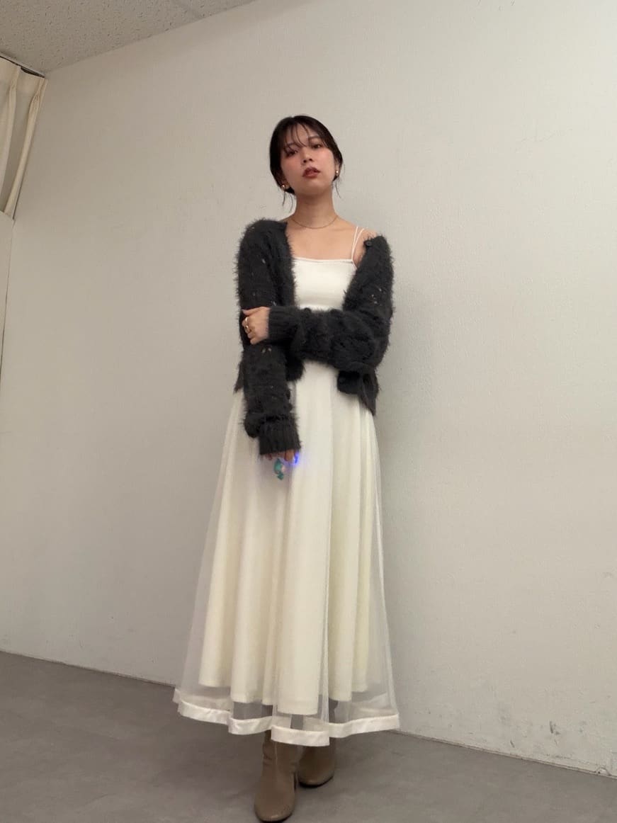〈canami〉配色ステッチラッフル袖ワンピース natural couture | <canami>配色ステッチラッフル袖ワンピース