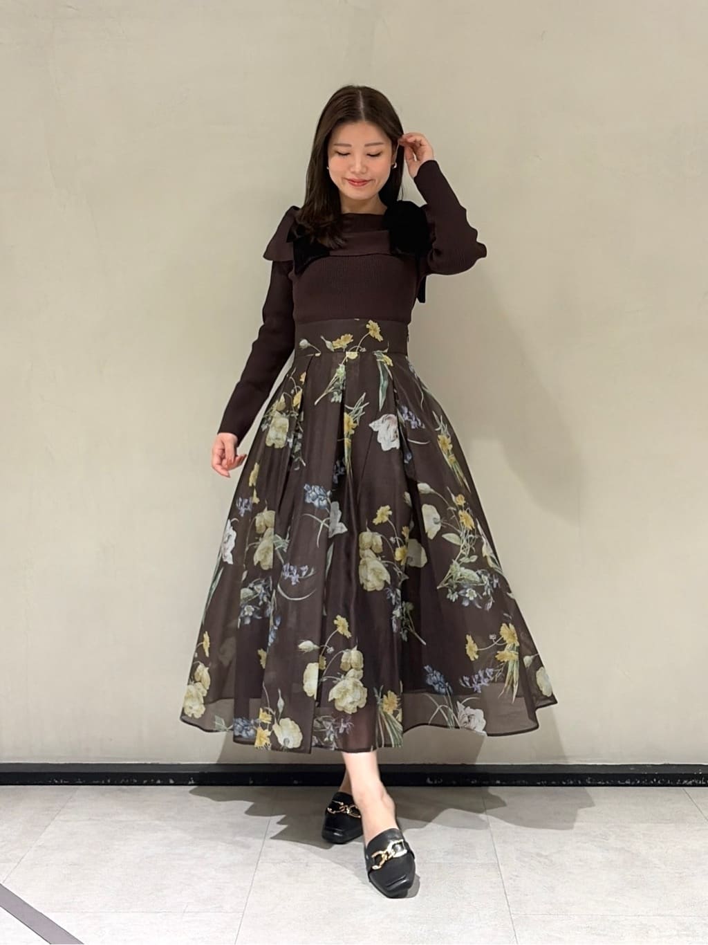 SWINGLE | ヴィンテージフラワータックフレアスカート | Rakuten