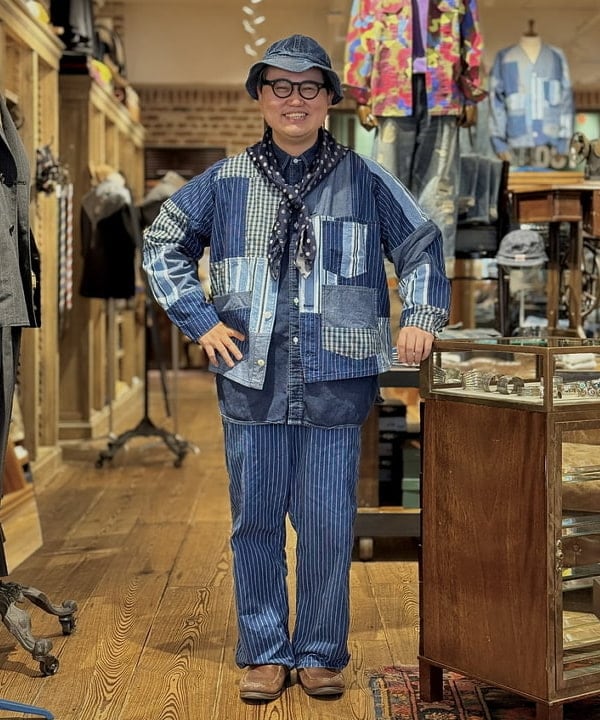 BEAMS MENのEngineer Jacket Indigo Patchworkを使ったコーディネート