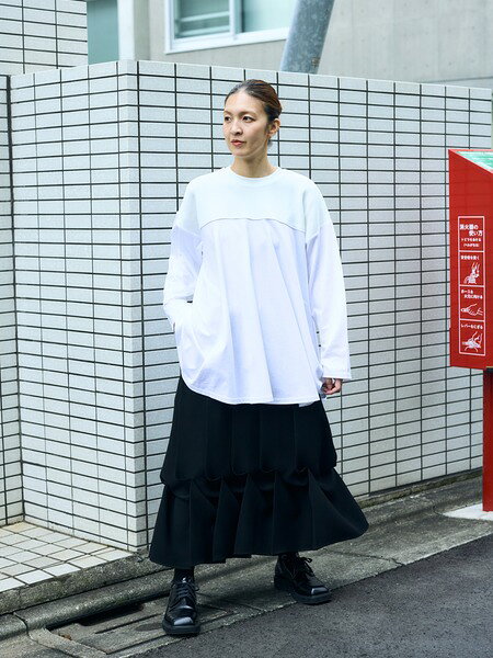 ENFOLD | MIX-FABRIC LONG-SLEEVES T-SHIRT | Rakuten Fashion(楽天