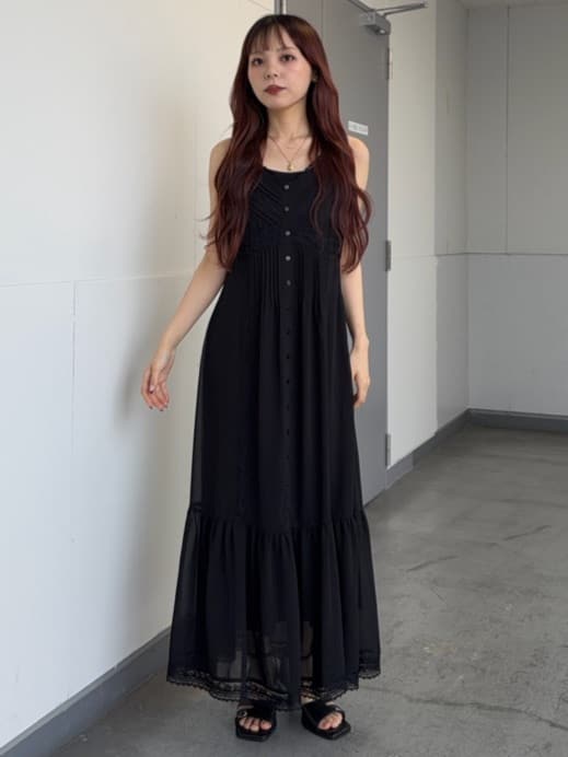 moussy | PIN TUCK CHIFFON MAXI ドレス | Rakuten Fashion(楽天