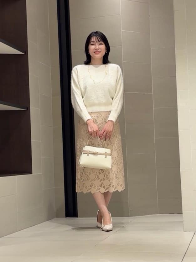 ANAYI | フラワーメッシュ刺繍タイトスカート<セットアップ対応商品