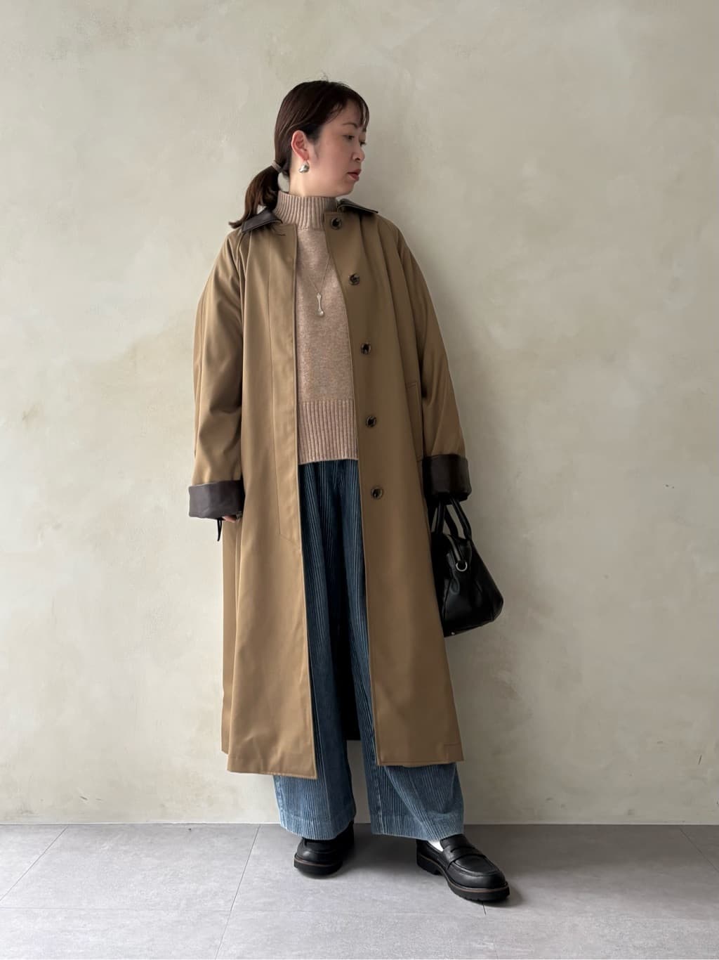 BEARDSLEY | レザーコンビウールギャバテントコート《15 quinze